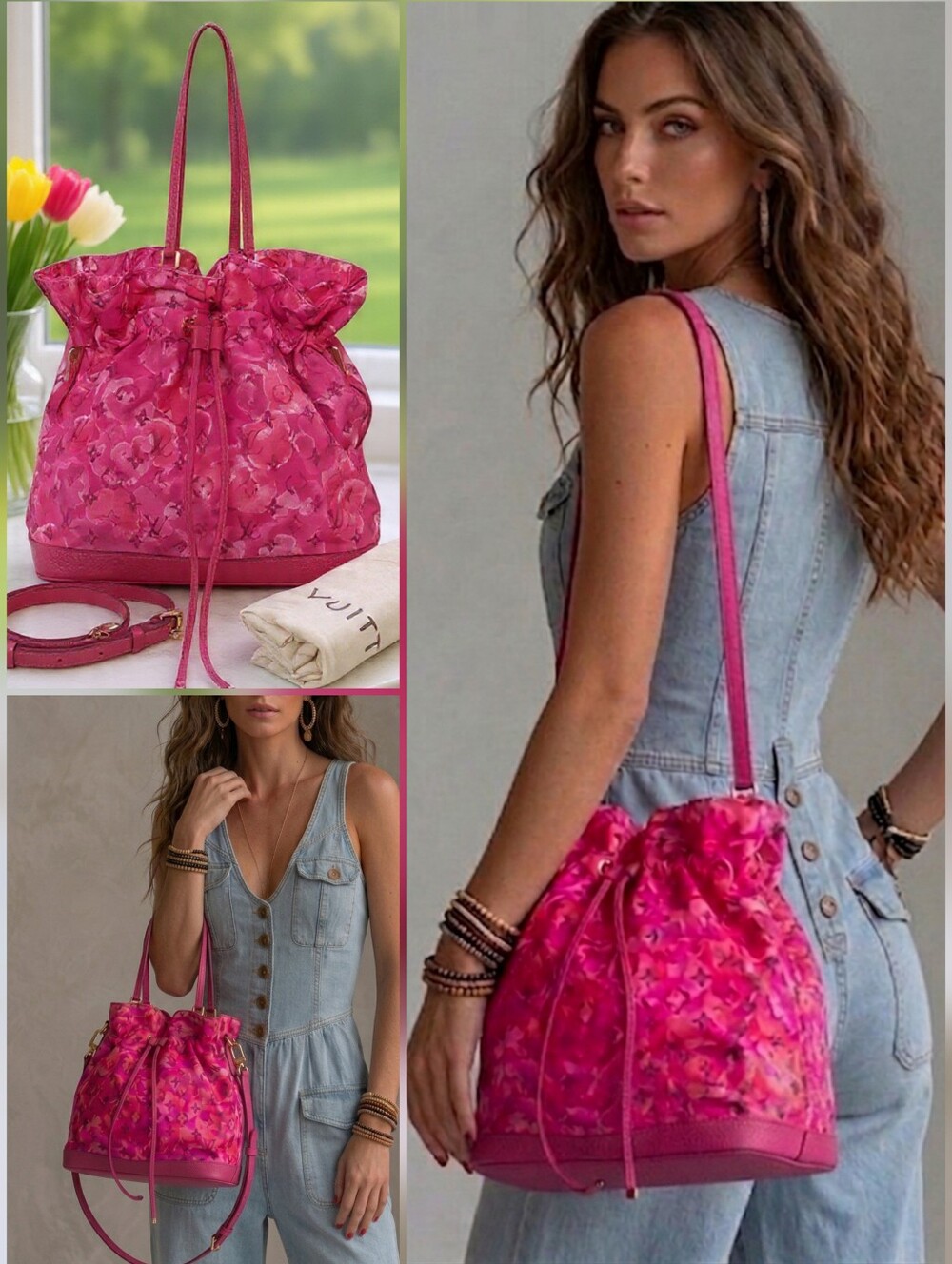 Louis Vuitton Noefull MM Ikat Floral Nylon Pink Bucket Tote✨️ Limited Edition